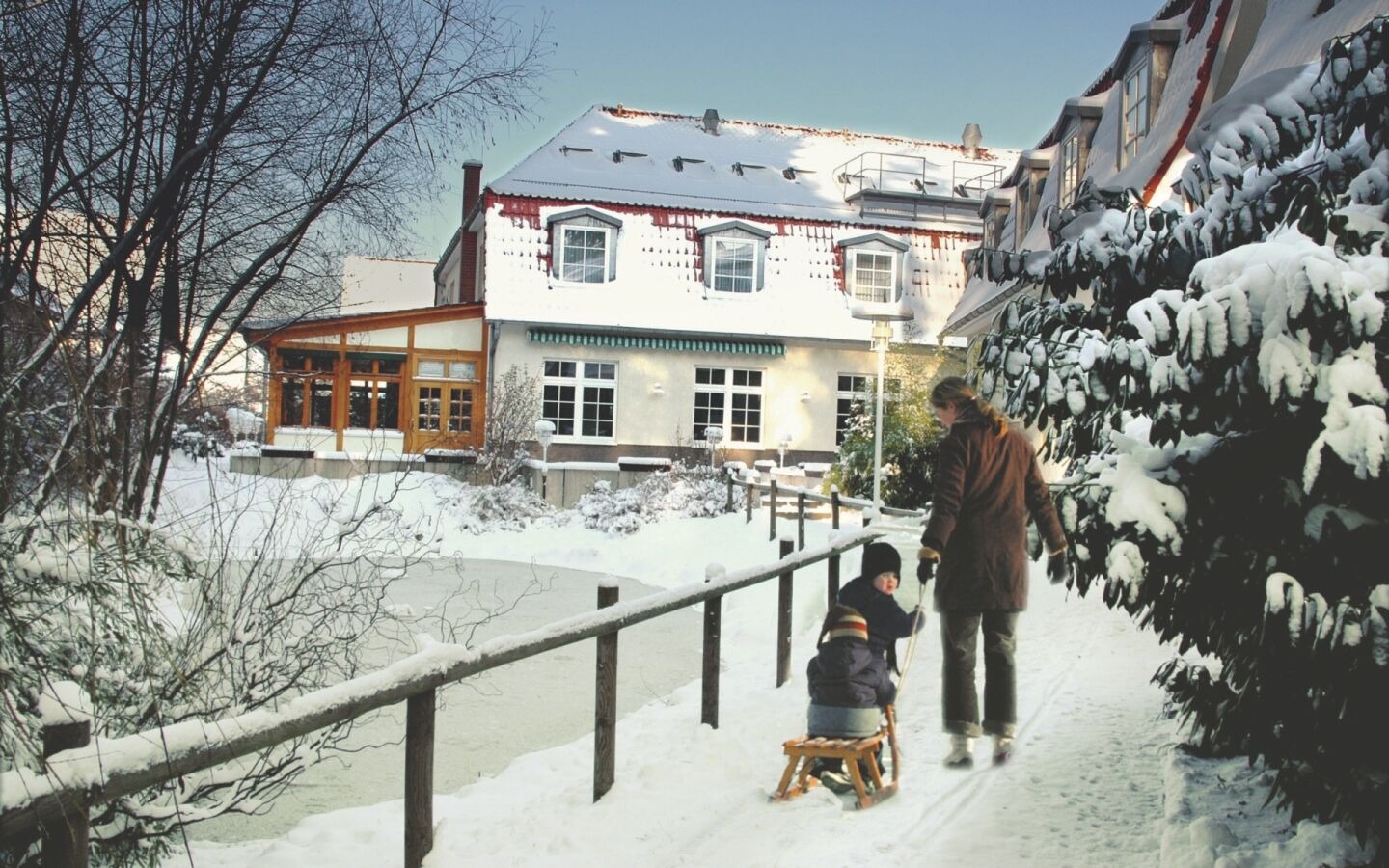 Winter am Hotel "Zum Leineweber"