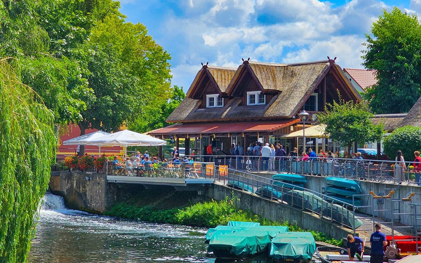 Spreehafen Burg - Blick aufs Terrassencafe, Foto: Tino Meier, Lizenz: Spreehafen Burg